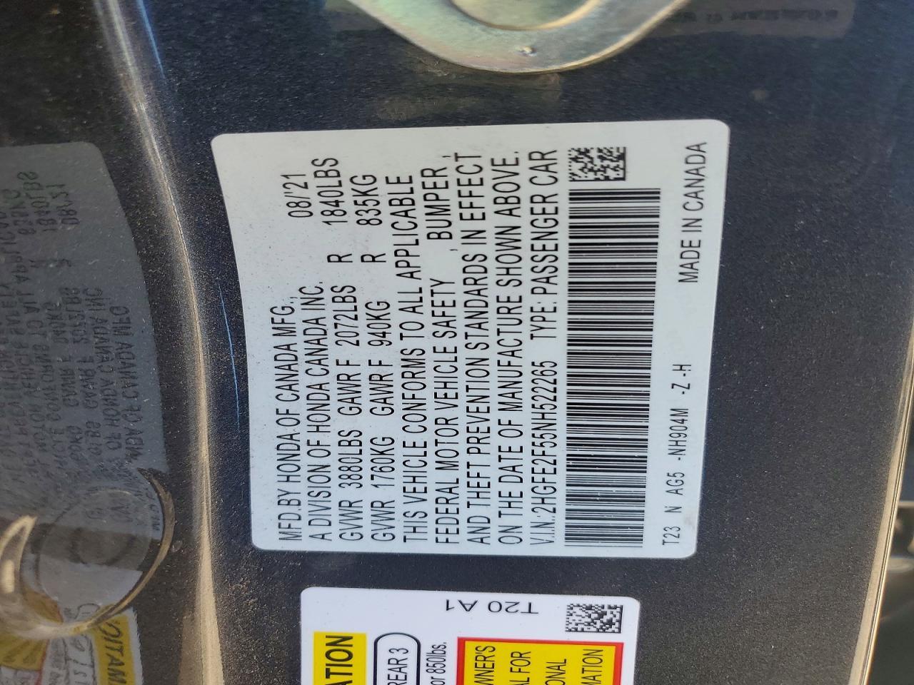 2022 HONDA CIVIC