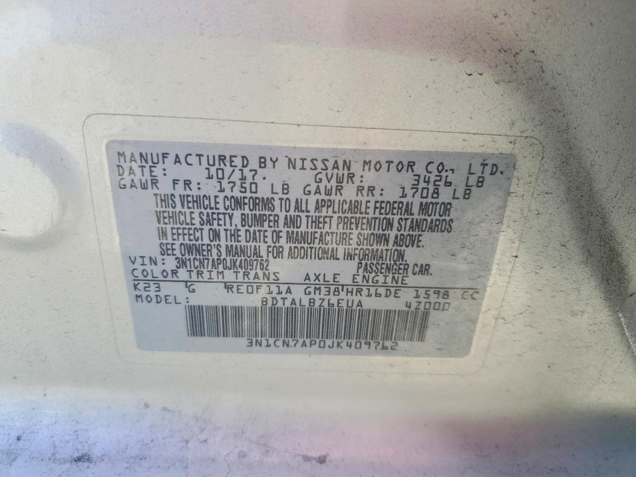 2018 NISSAN VERSA