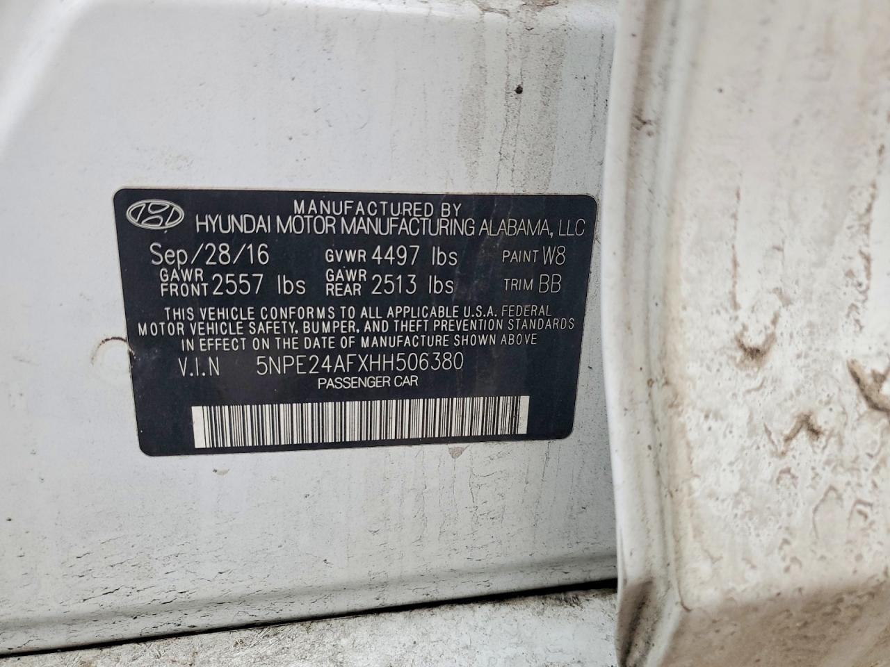 2017 HYUNDAI SONATA