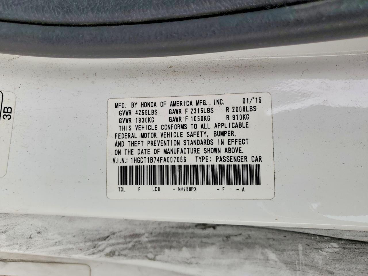 2015 HONDA ACCORD
