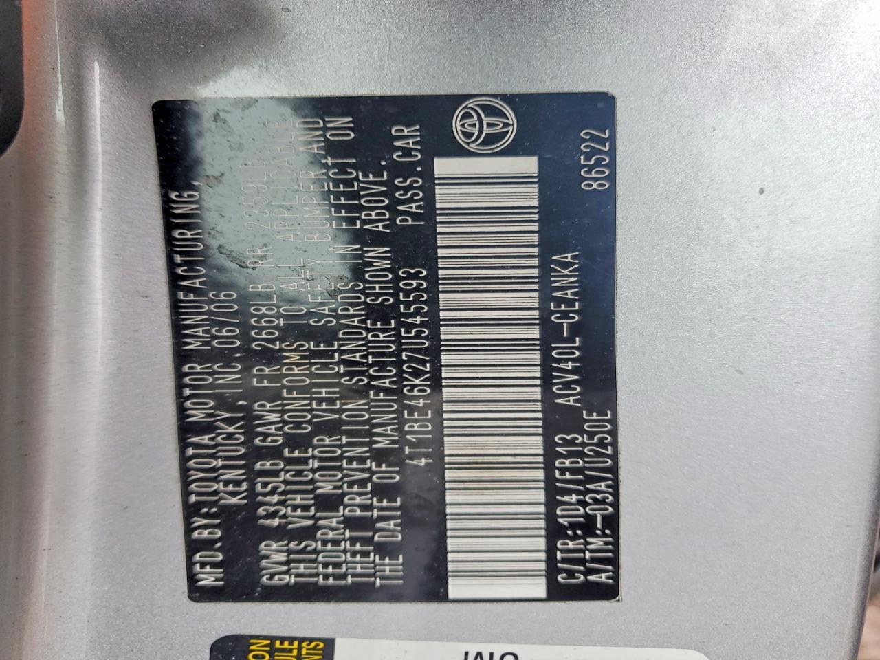 2007 TOYOTA CAMRY