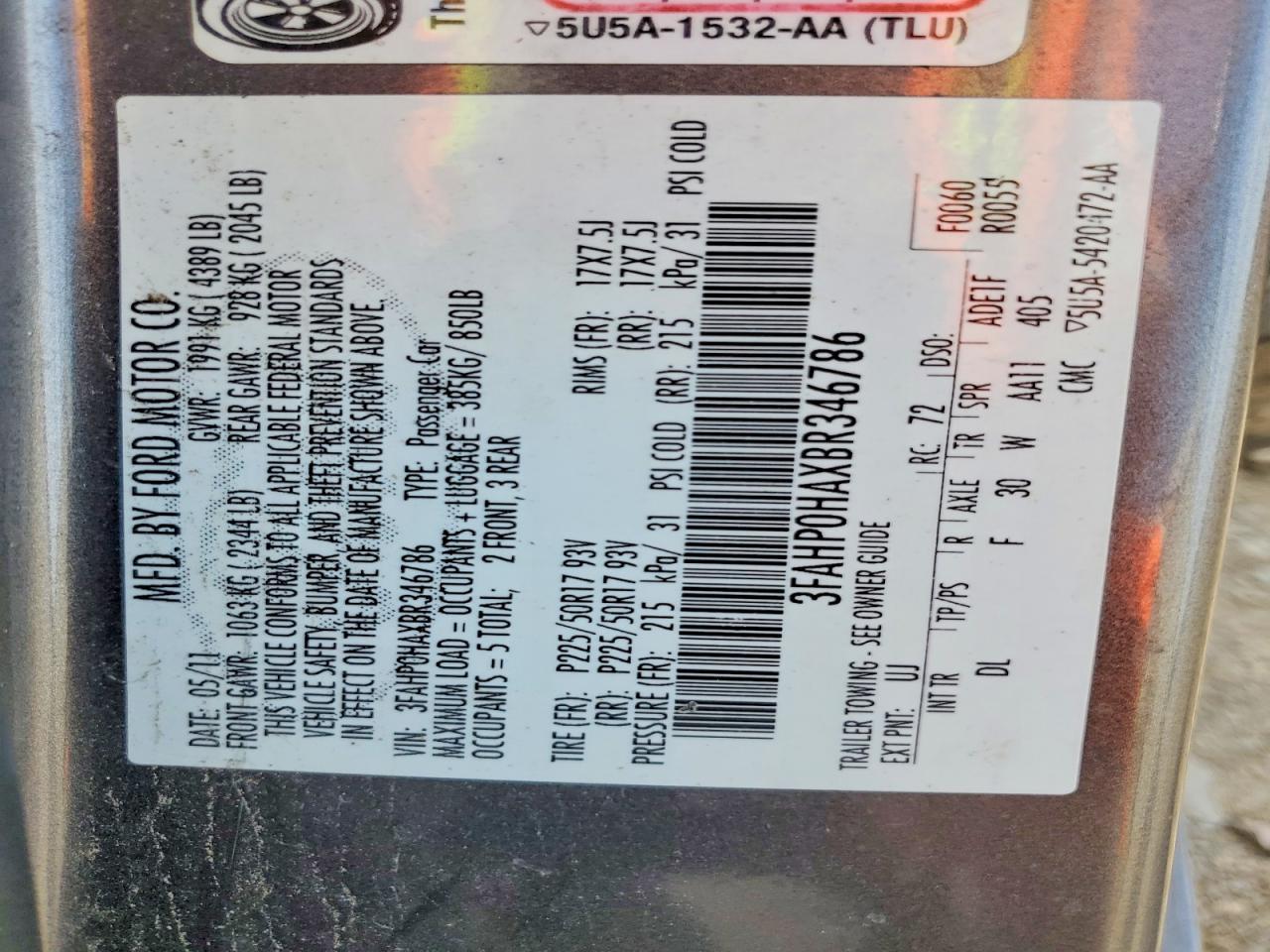 2011 FORD FUSION