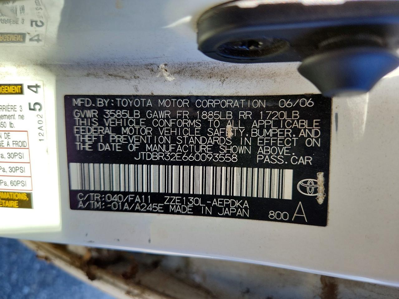 2006 TOYOTA COROLLA