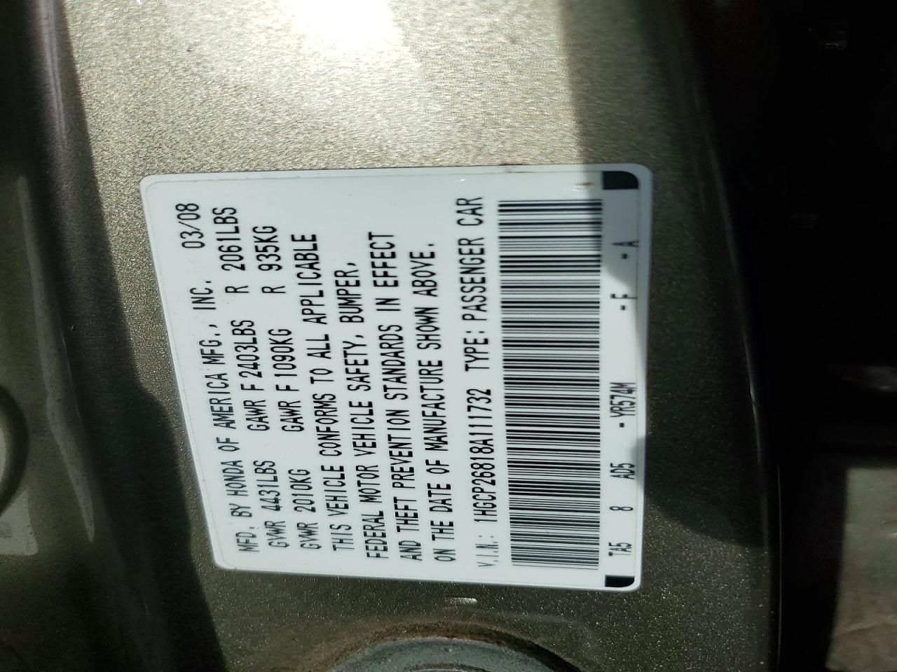 2008 HONDA ACCORD