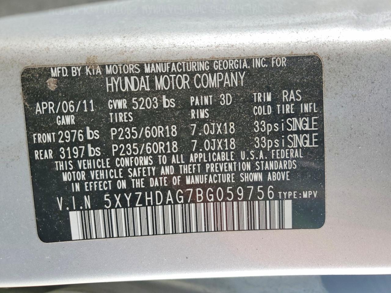 2011 HYUNDAI SANTA FE