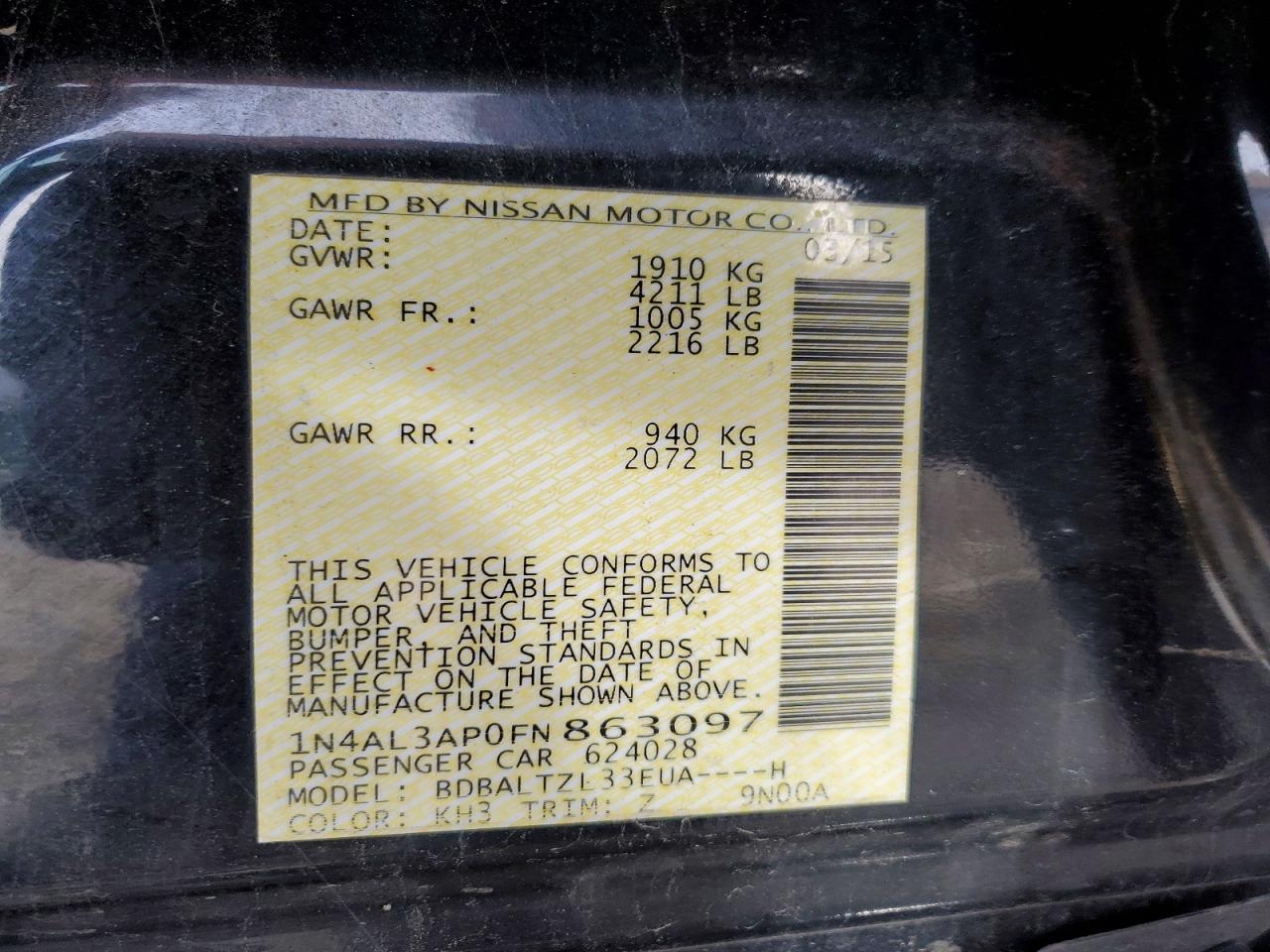 2015 NISSAN ALTIMA