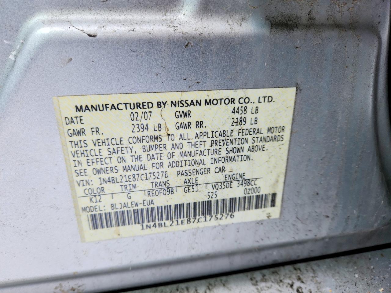 2007 NISSAN ALTIMA