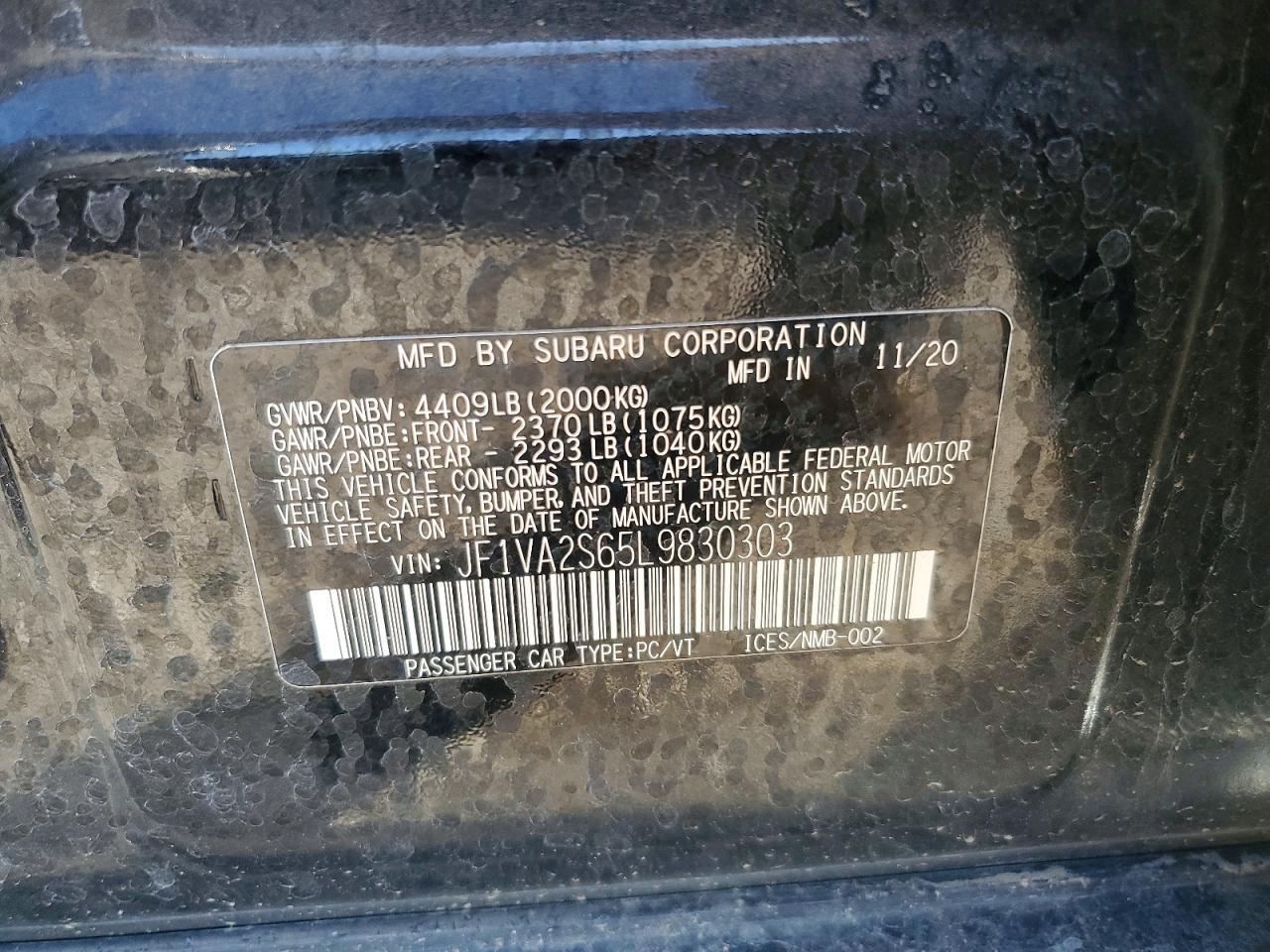 2020 SUBARU WRX
