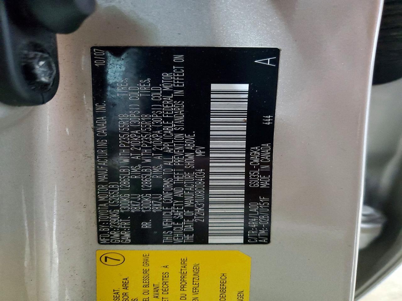 2008 LEXUS RX 350