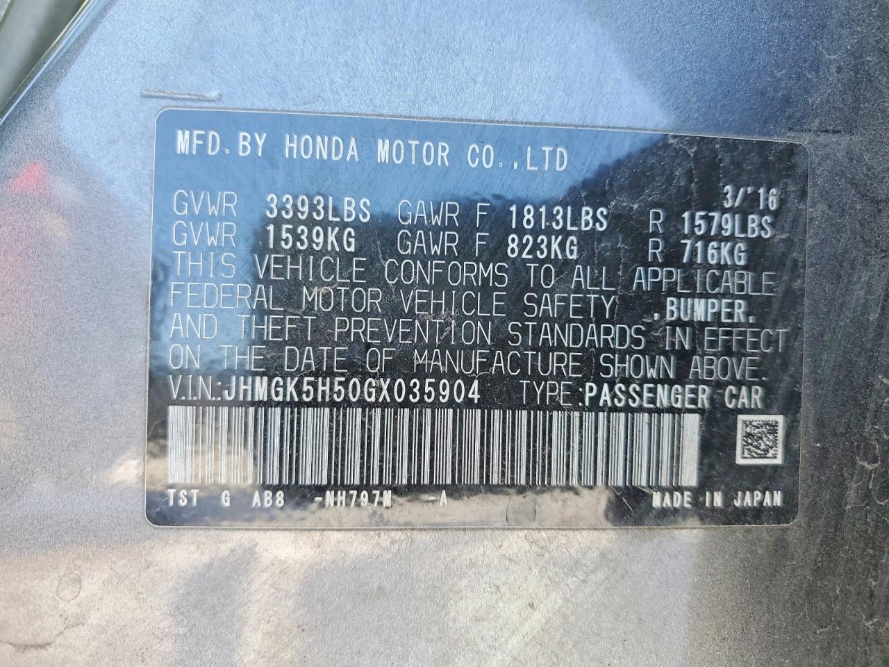2016 HONDA FIT