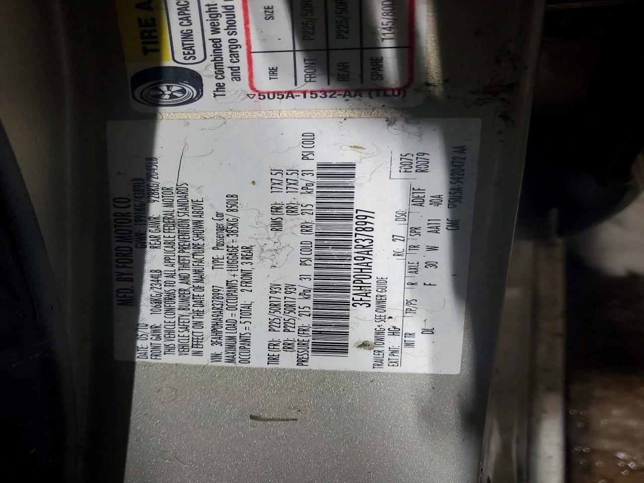 2010 FORD FUSION