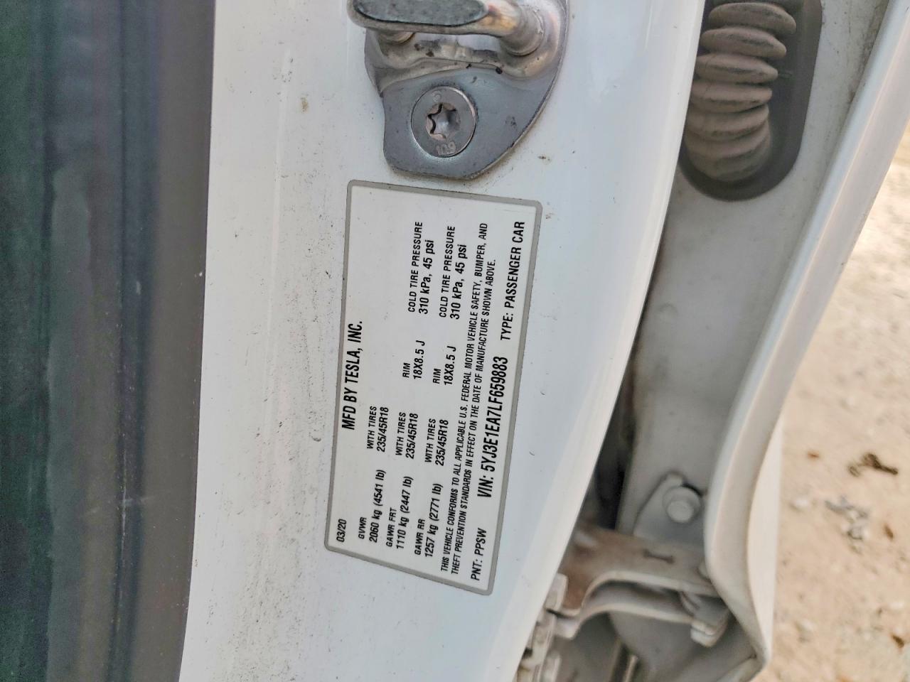 2020 TESLA MODEL 3