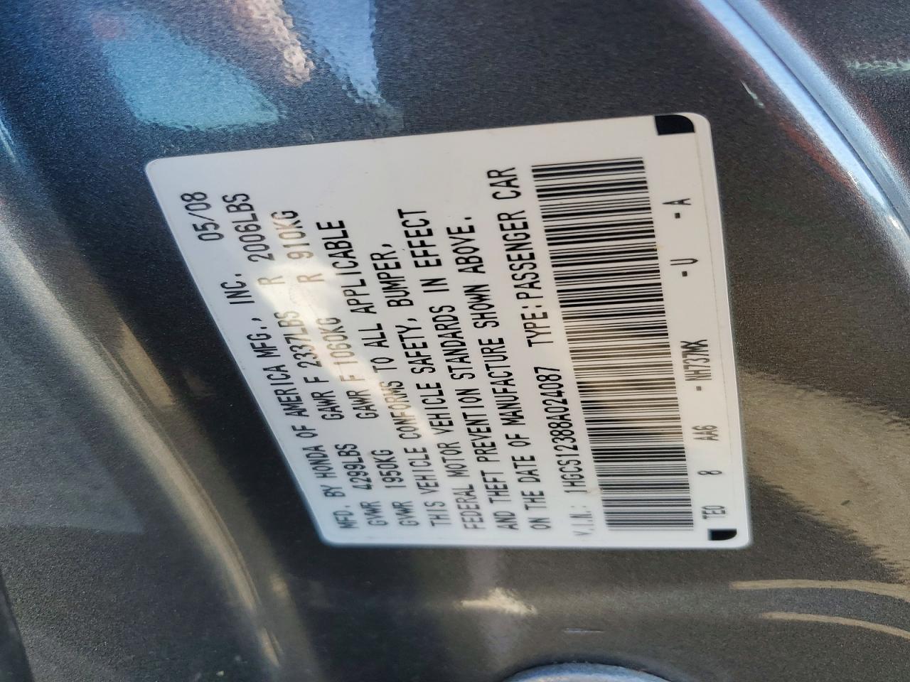 2008 HONDA ACCORD