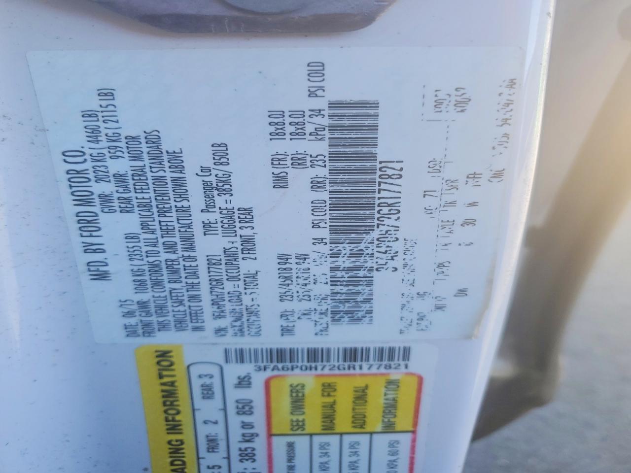 2016 FORD FUSION