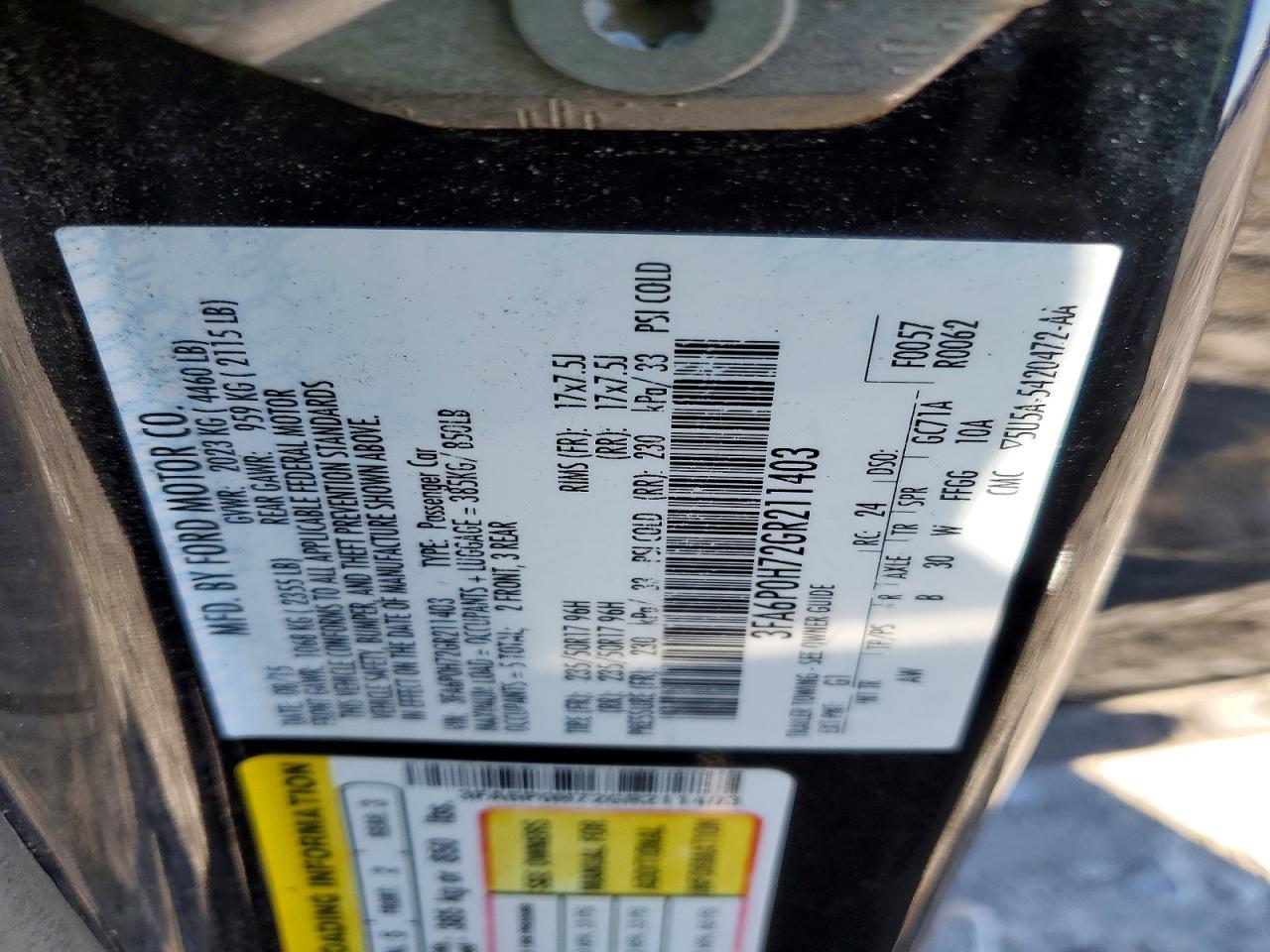 2016 FORD FUSION