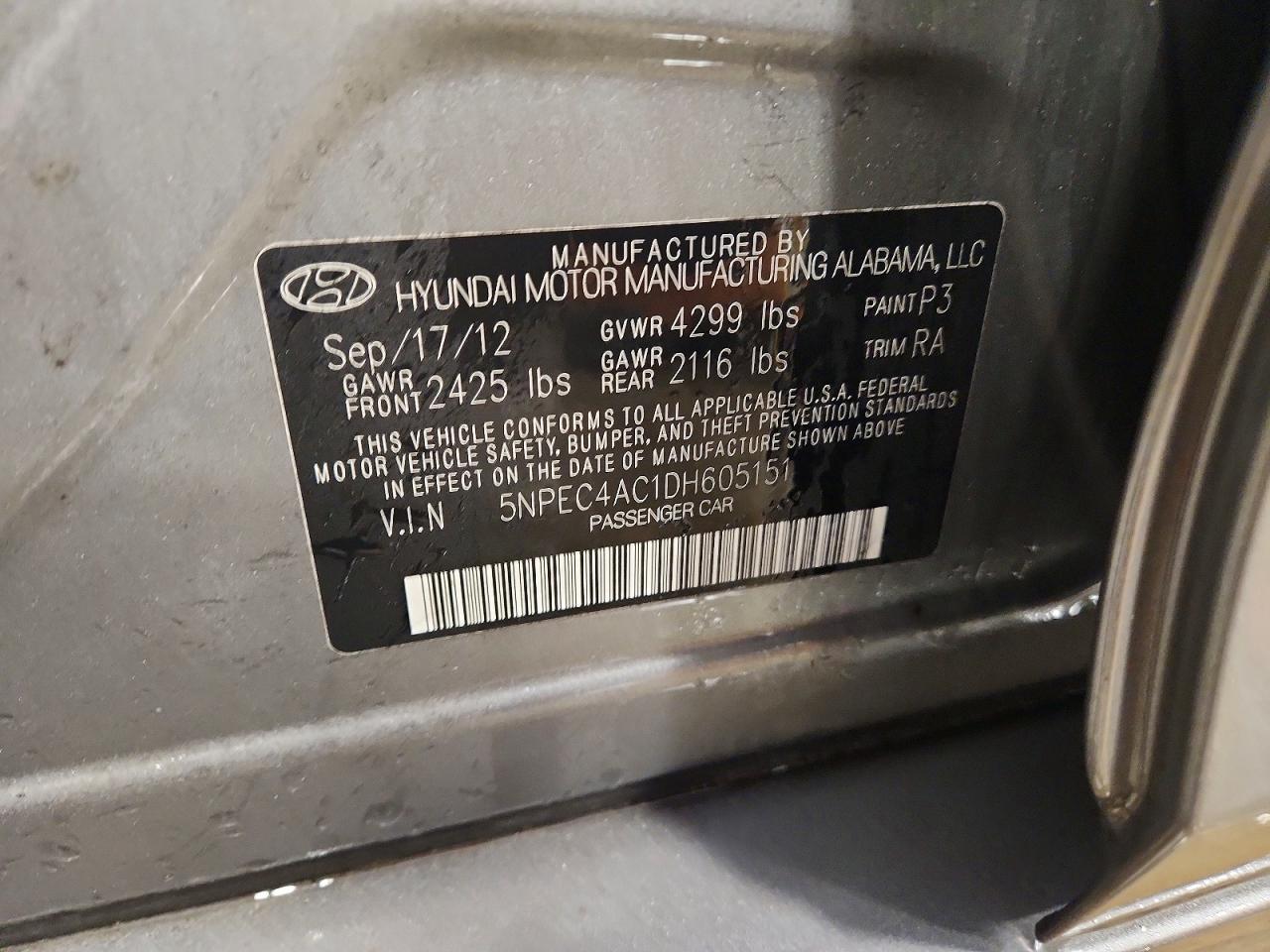 2013 HYUNDAI SONATA