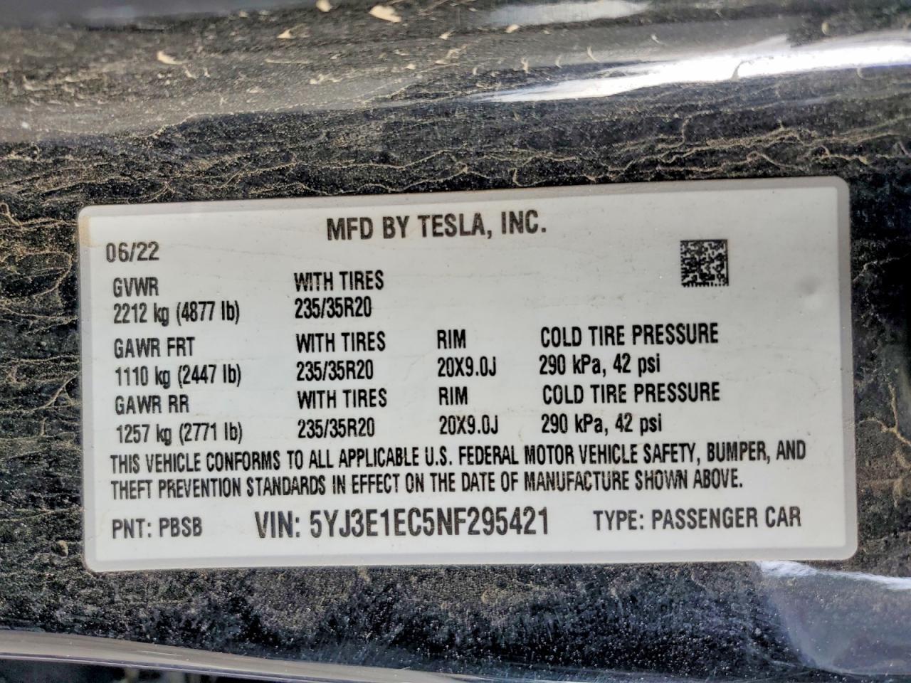 2022 TESLA MODEL 3