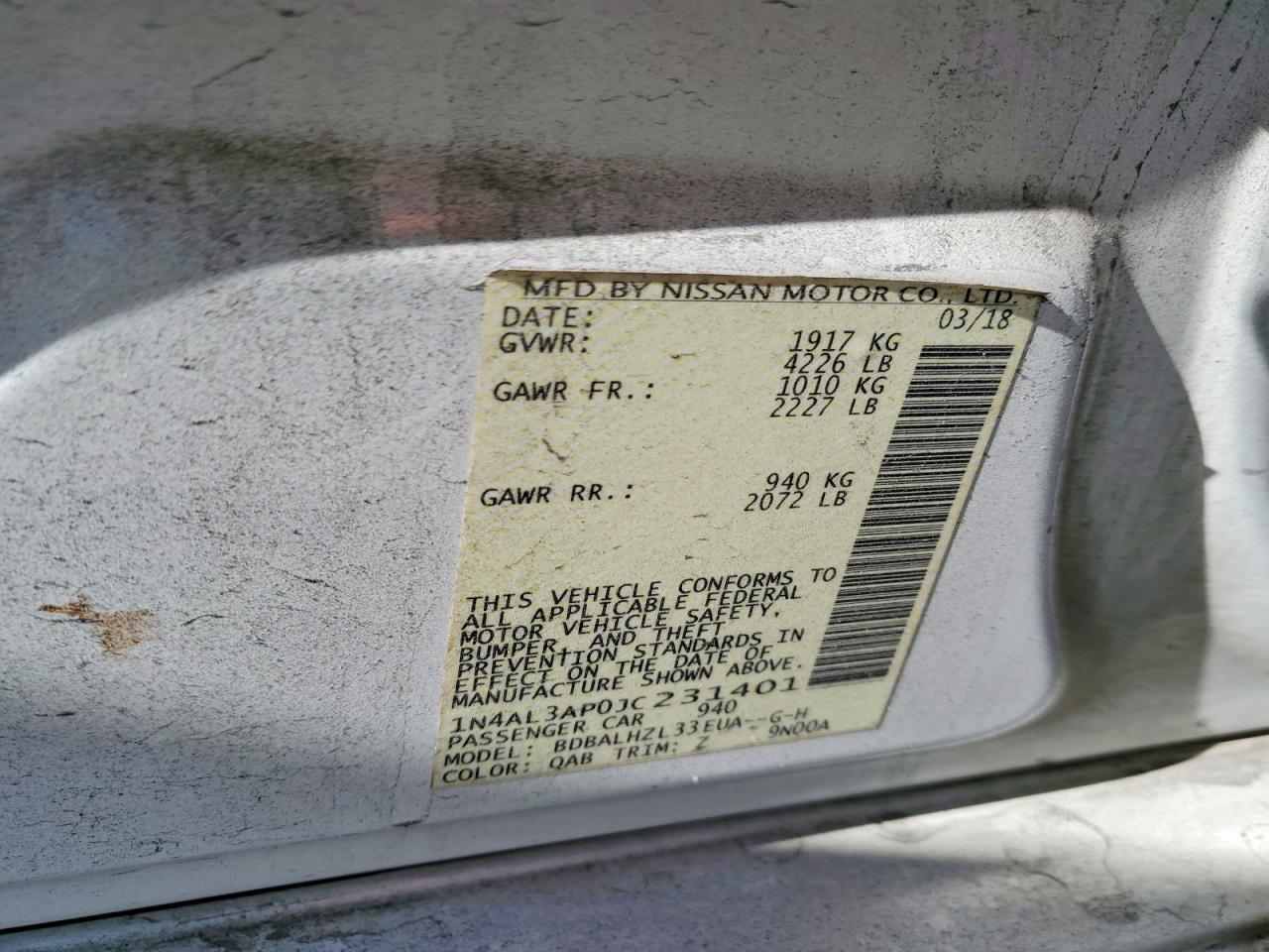 2018 NISSAN ALTIMA