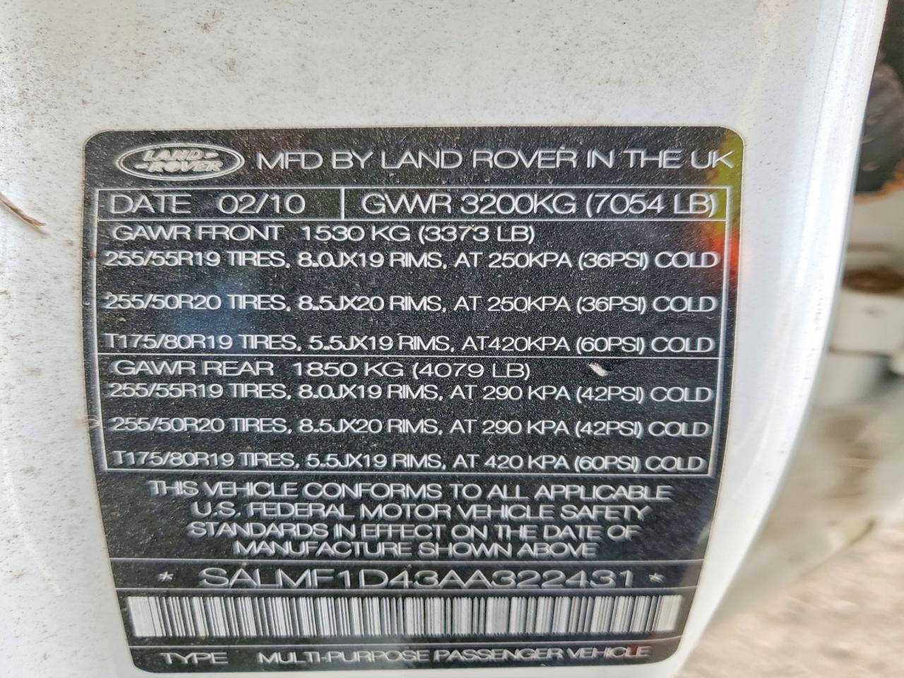 2010 LAND ROVER RANGE ROVER