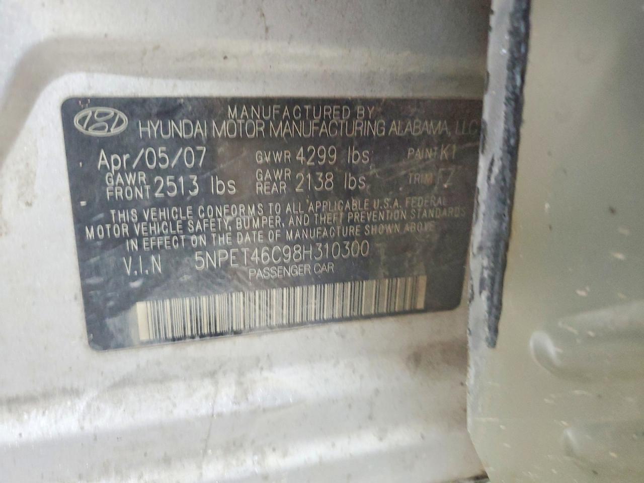 2008 HYUNDAI SONATA