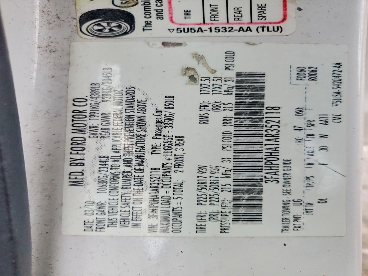 2010 FORD FUSION