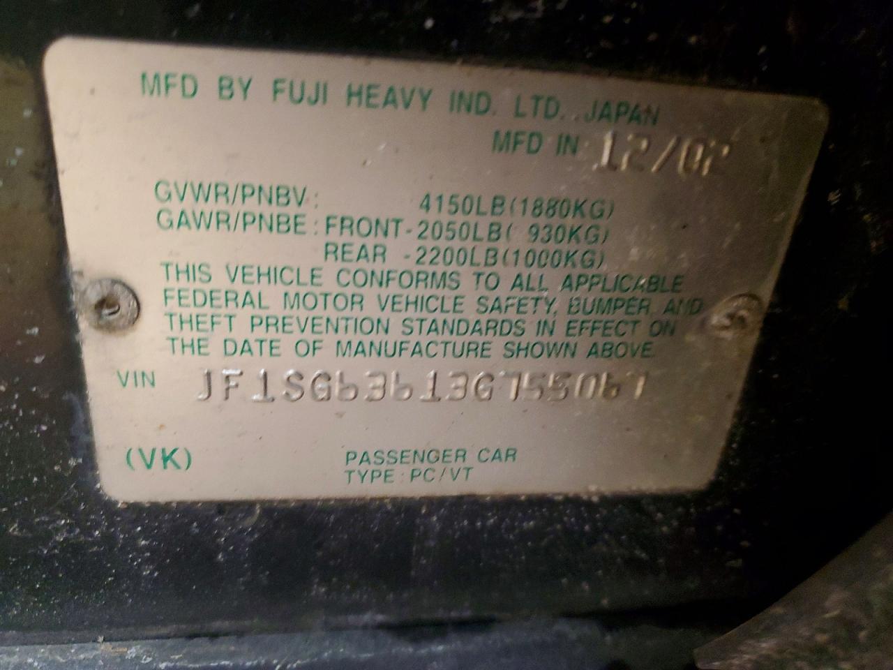 2003 SUBARU FORESTER