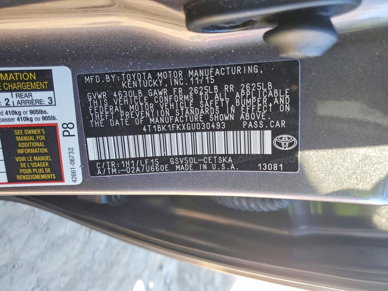 2016 TOYOTA CAMRY