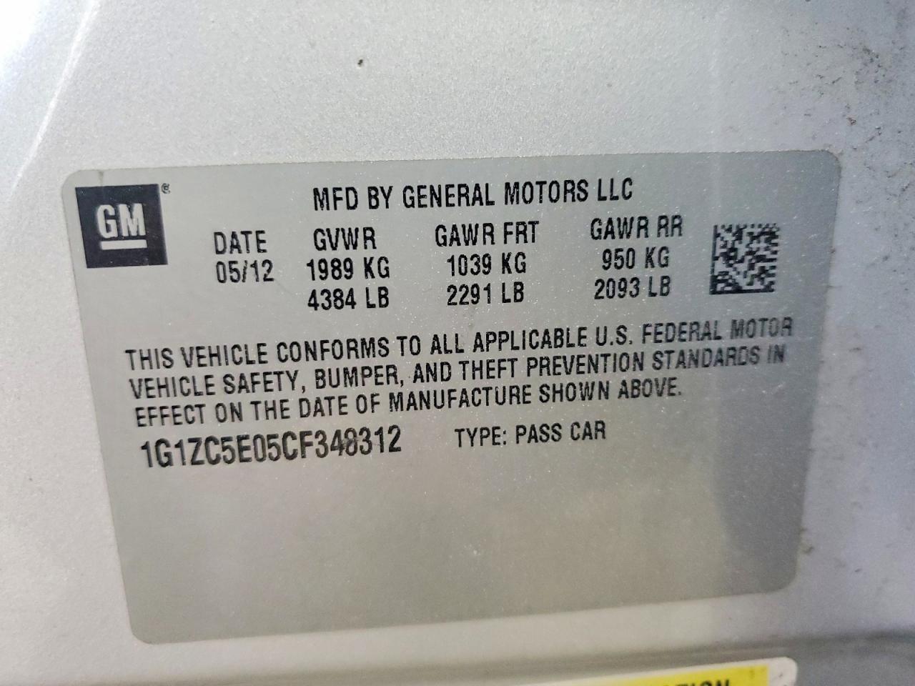 2012 CHEVROLET MALIBU