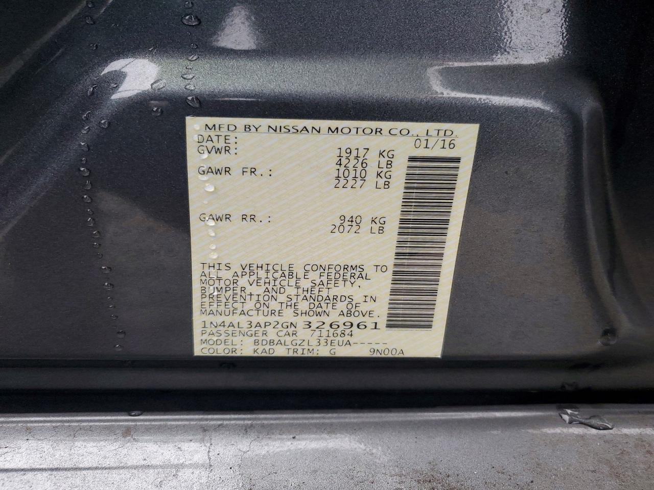 2016 NISSAN ALTIMA