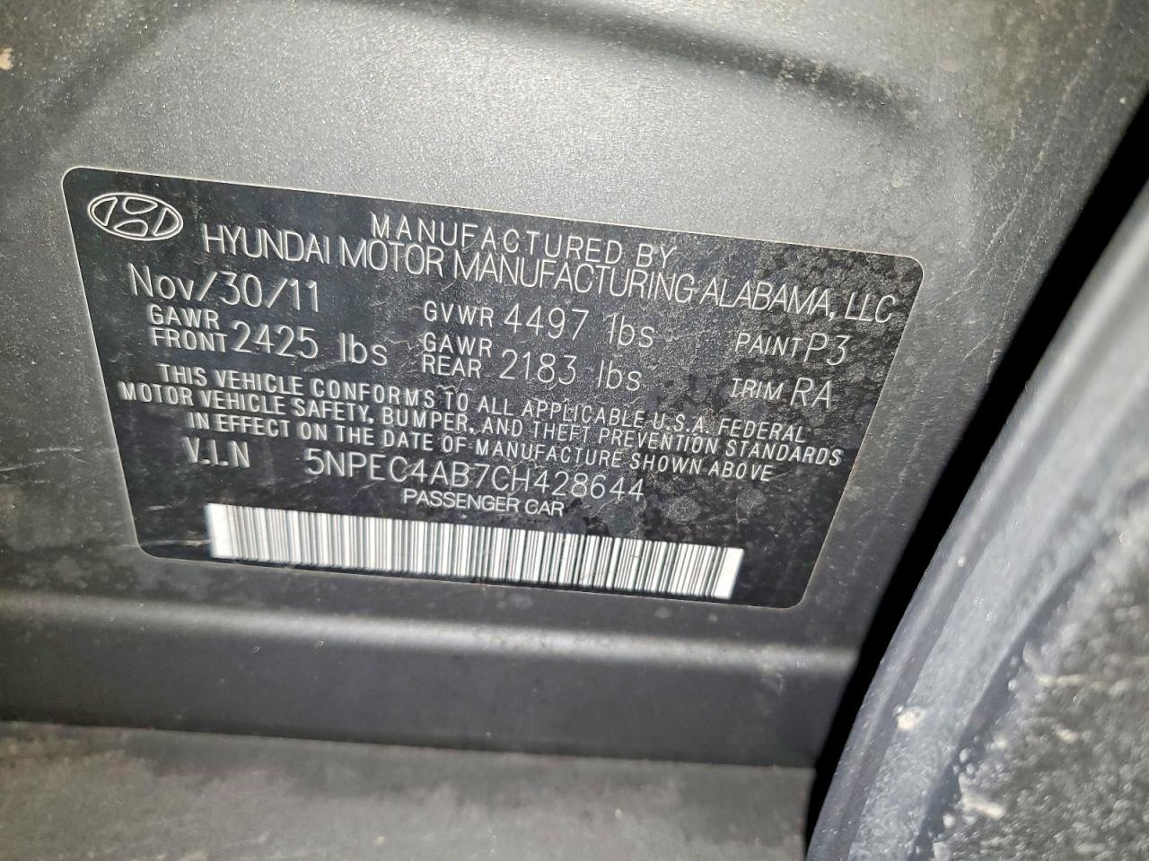 2012 HYUNDAI SONATA