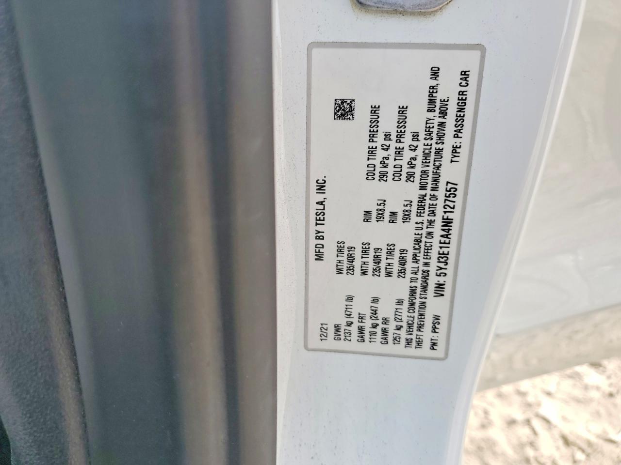 2022 TESLA MODEL 3