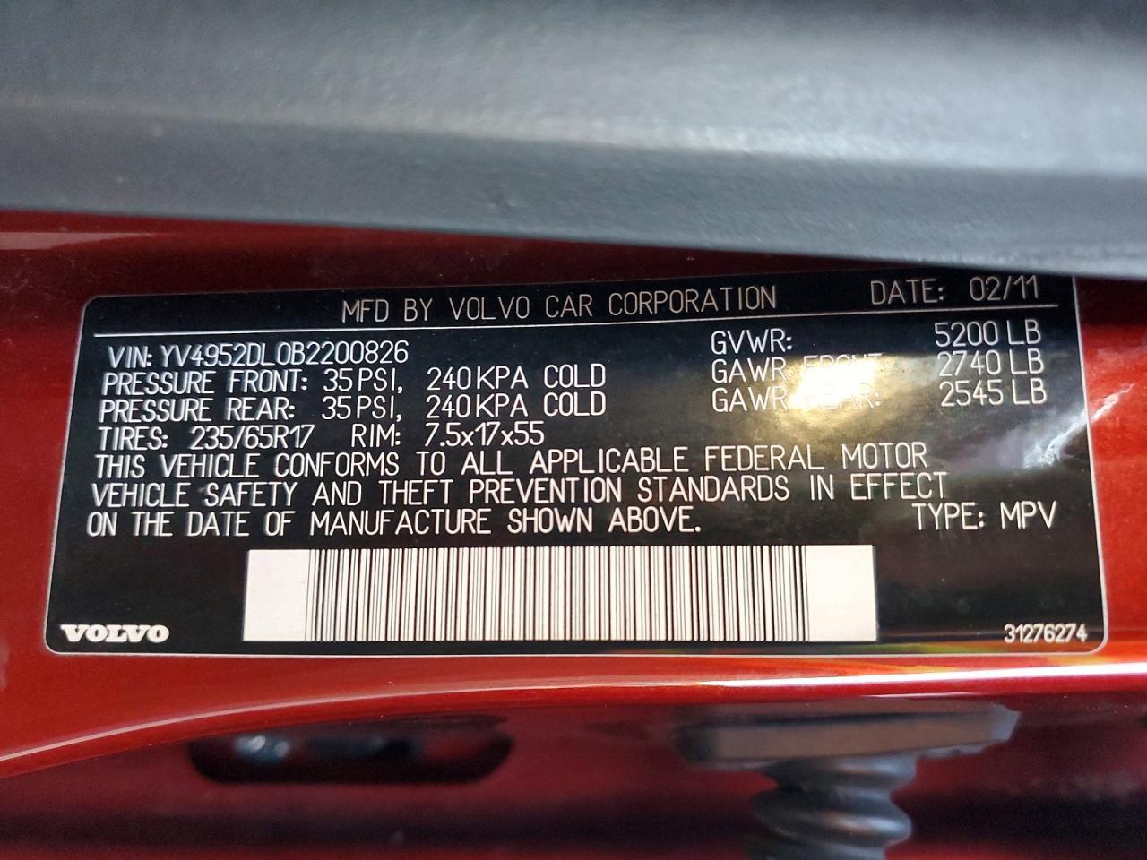 2011 VOLVO XC60