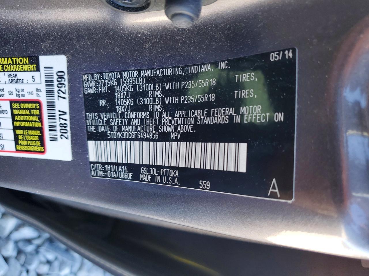 2014 TOYOTA SIENNA