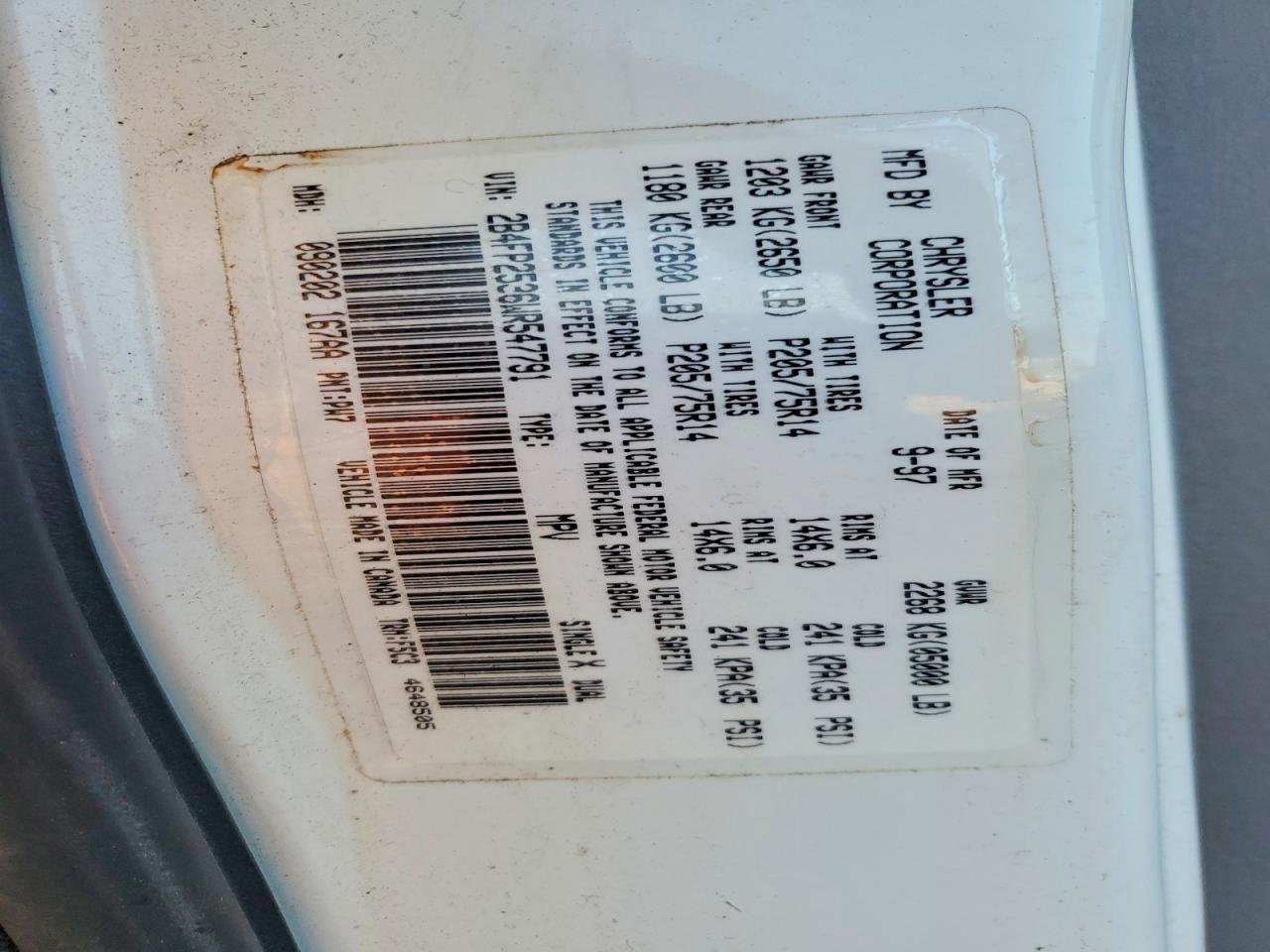 1998 DODGE CARAVAN