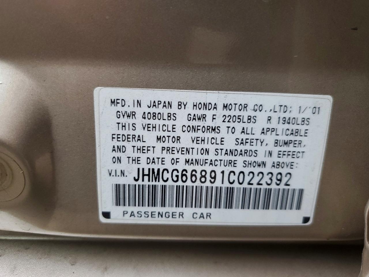 2001 HONDA ACCORD