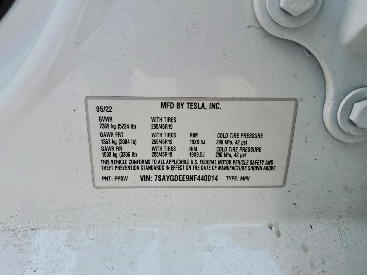 2022 TESLA MODEL Y