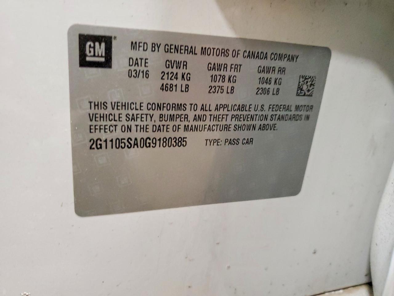 2016 CHEVROLET IMPALA