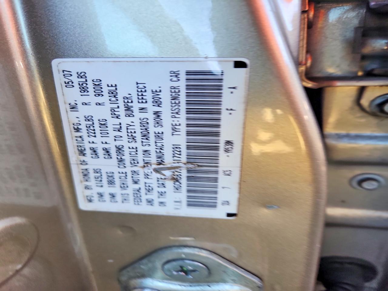 2007 HONDA ACCORD