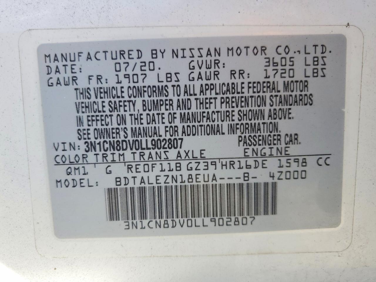 2020 NISSAN VERSA