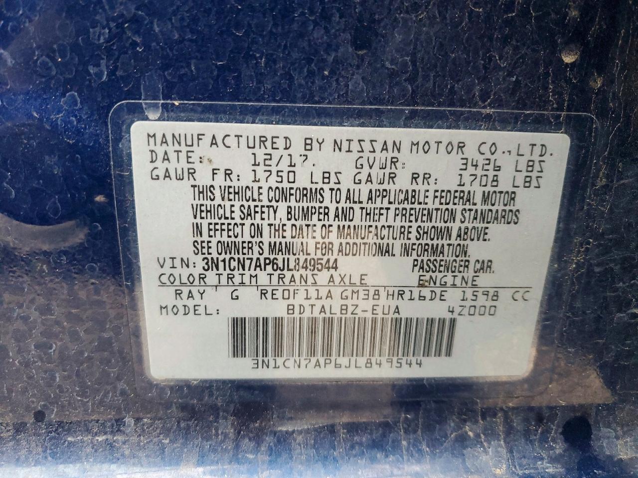 2018 NISSAN VERSA