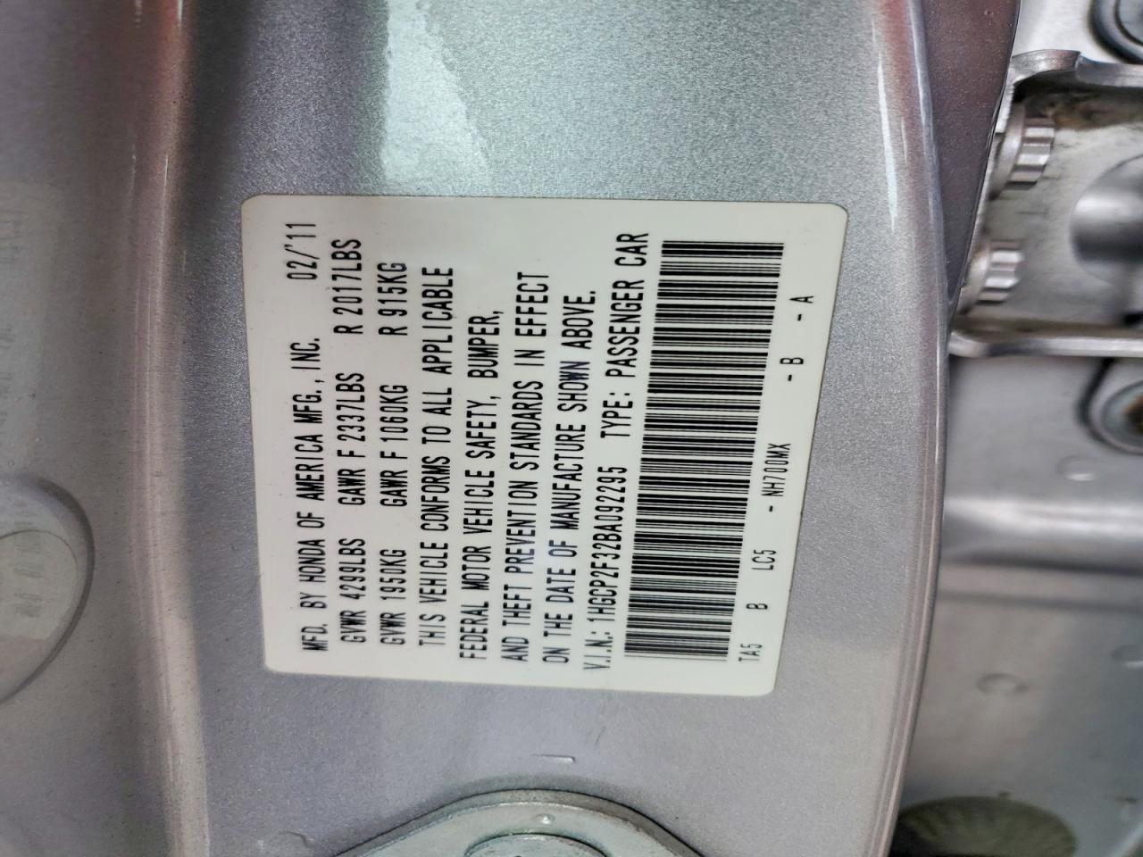 2011 HONDA ACCORD