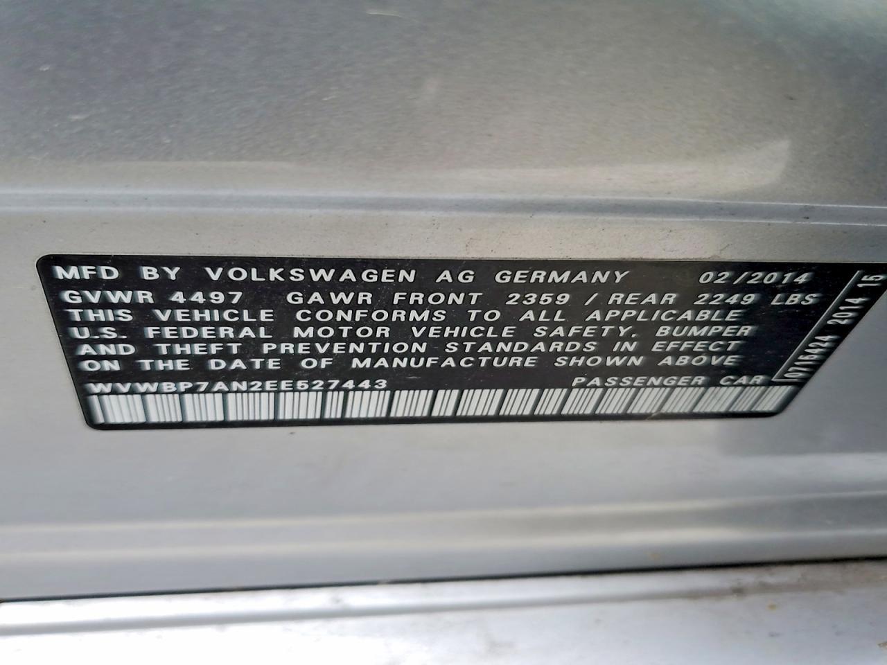 2014 VOLKSWAGEN CC