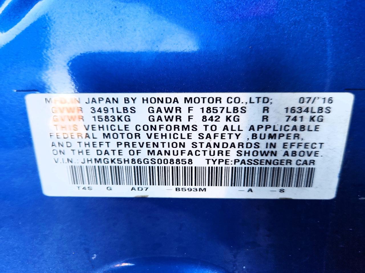 2016 HONDA FIT