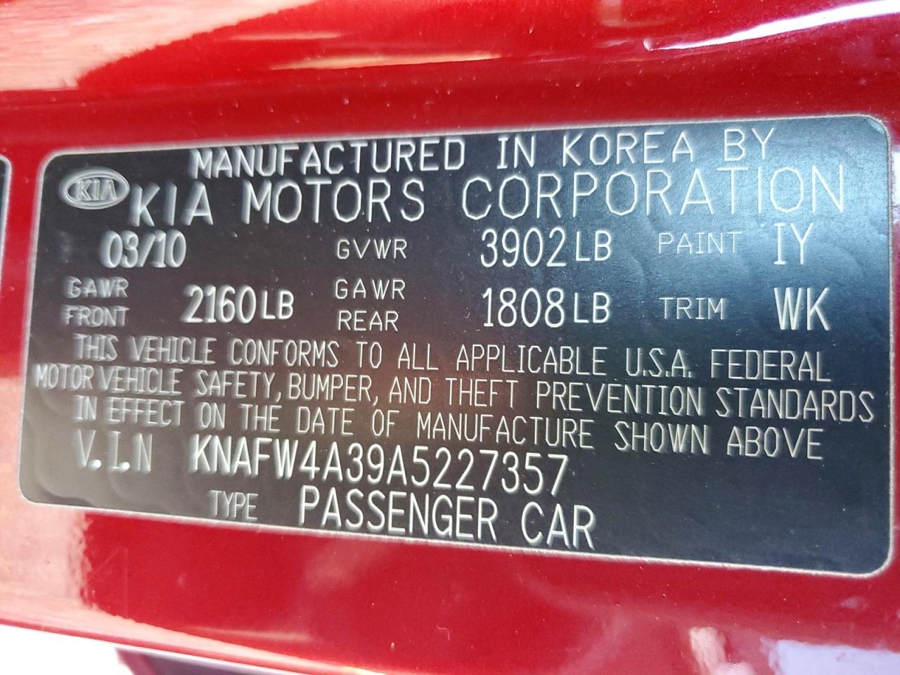 2010 KIA FORTE