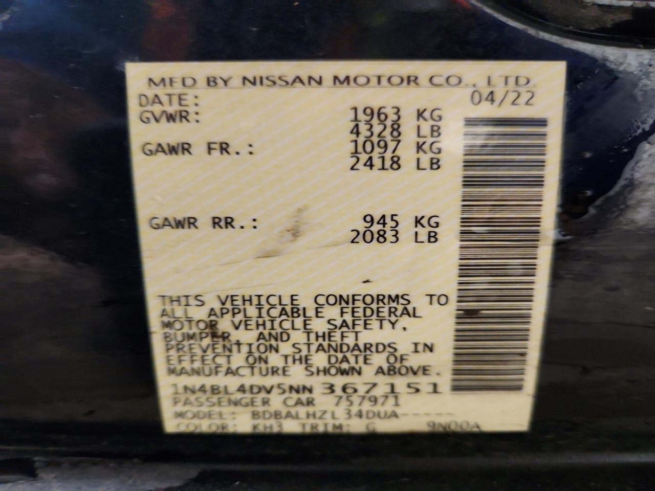 2022 NISSAN ALTIMA