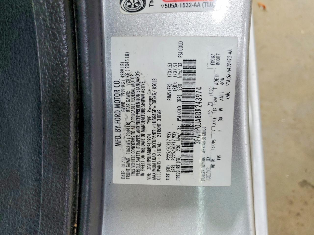 2011 FORD FUSION