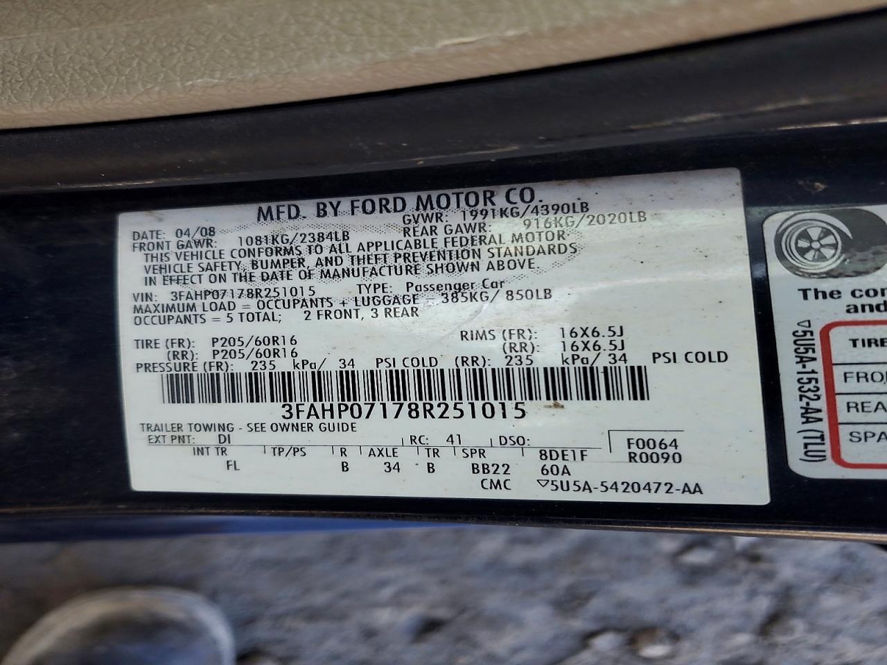 2008 FORD FUSION