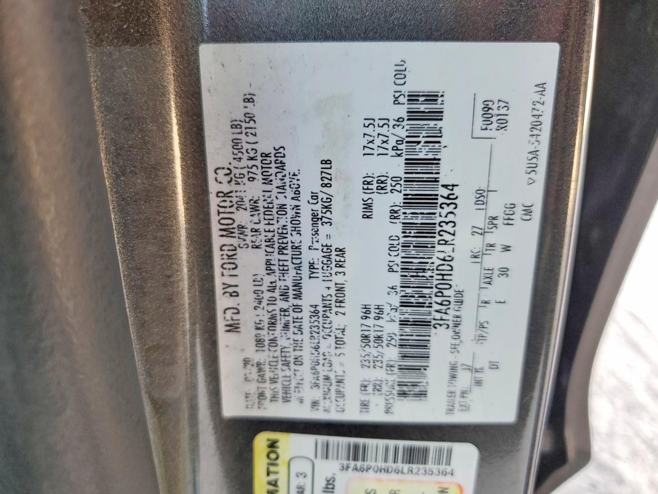 2020 FORD FUSION