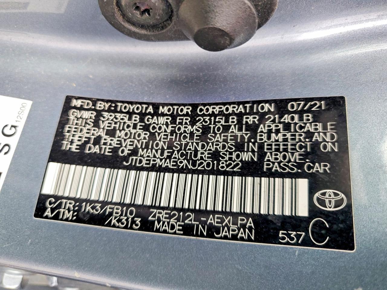 2022 TOYOTA COROLLA