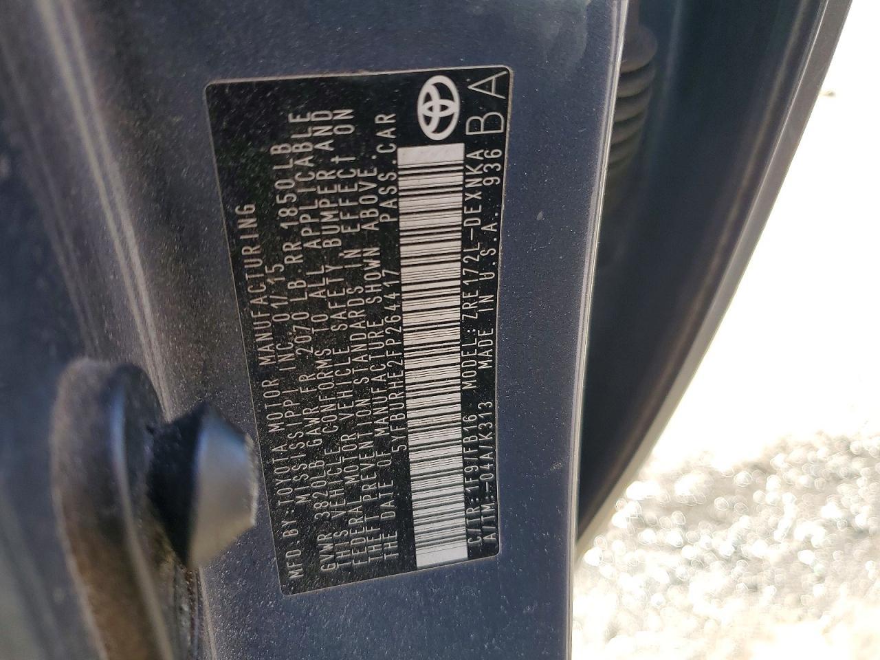 2015 TOYOTA COROLLA